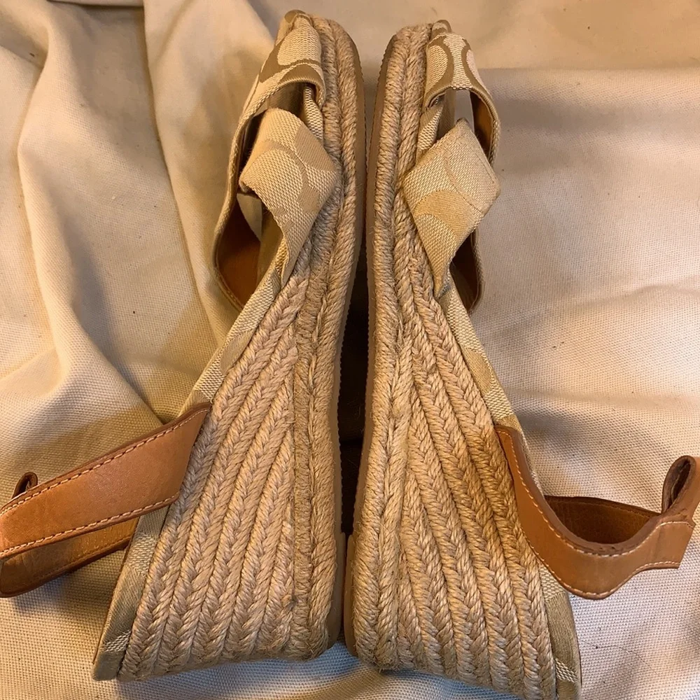 Coach leather detail espadrilles iconic logo wedge